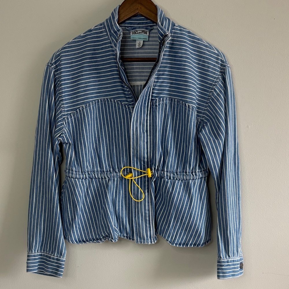 Future Collective Striped Cropped Jacket Cinched Waist XS